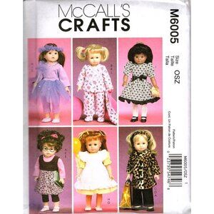 McCall's Crafts M6005 18 inch Doll Top, Shorts, Coat, Dress Uncut Sewing Pattern